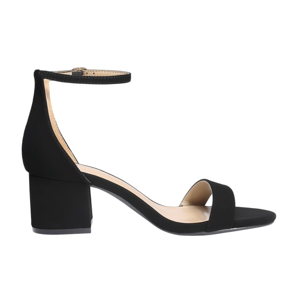 Chunky Low Heel Pump Sandals - BLACK NUBUCK - 2